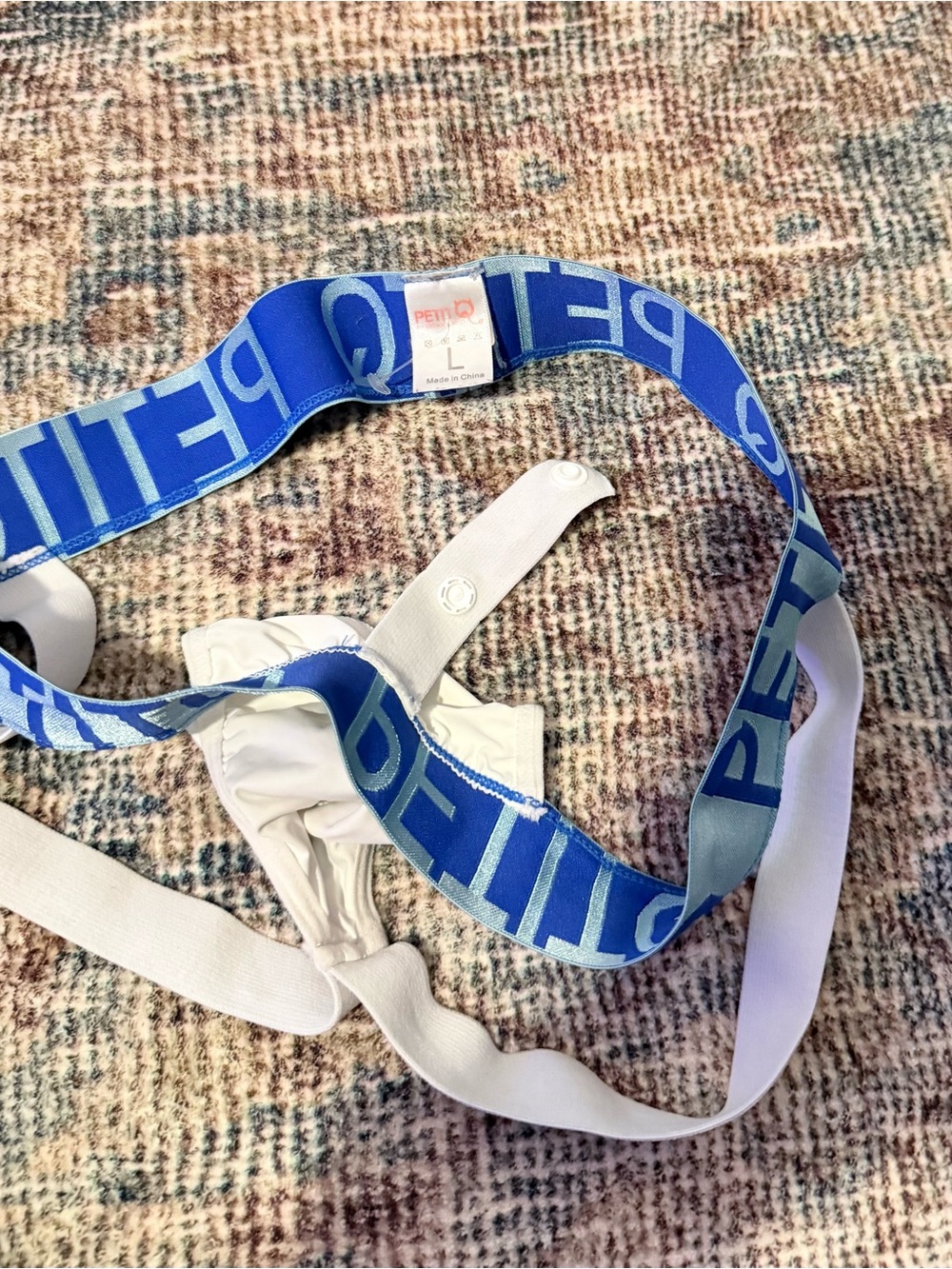 PETITQ Blue Logo Elastic Strap Jock-Style Underwear